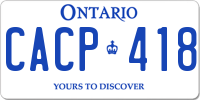 ON license plate CACP418