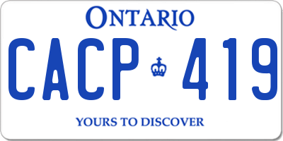 ON license plate CACP419