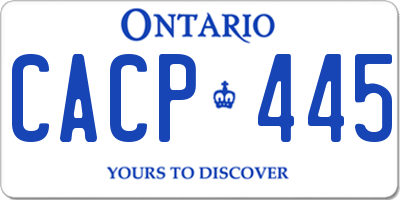 ON license plate CACP445