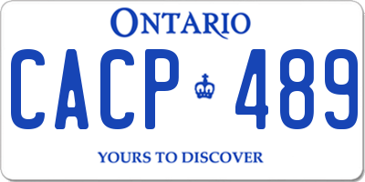 ON license plate CACP489