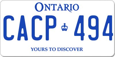 ON license plate CACP494