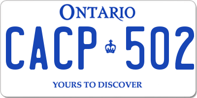 ON license plate CACP502