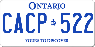 ON license plate CACP522