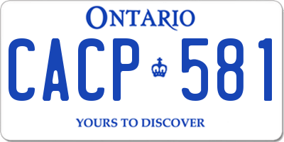 ON license plate CACP581