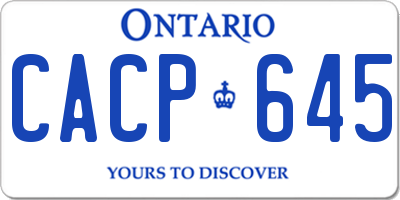 ON license plate CACP645