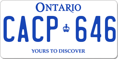 ON license plate CACP646