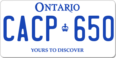 ON license plate CACP650