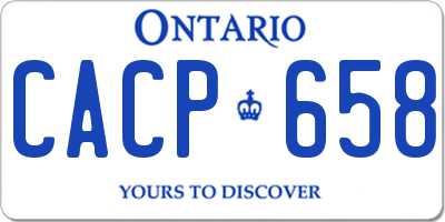 ON license plate CACP658