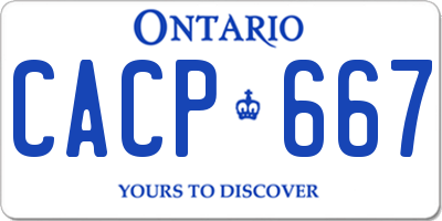 ON license plate CACP667