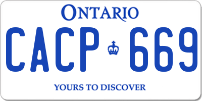 ON license plate CACP669