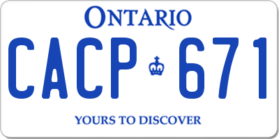 ON license plate CACP671