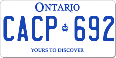 ON license plate CACP692