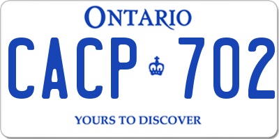 ON license plate CACP702