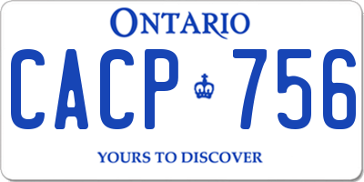 ON license plate CACP756