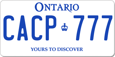 ON license plate CACP777