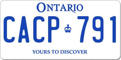 ON license plate CACP791