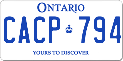 ON license plate CACP794