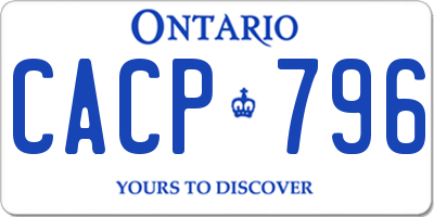 ON license plate CACP796