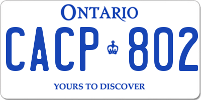 ON license plate CACP802