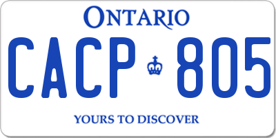 ON license plate CACP805