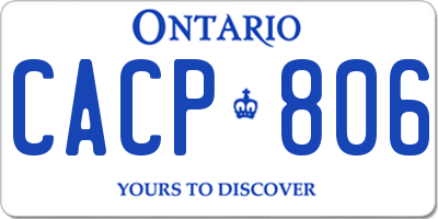 ON license plate CACP806