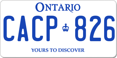 ON license plate CACP826