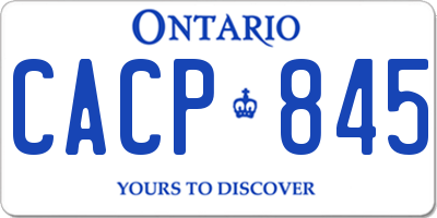 ON license plate CACP845