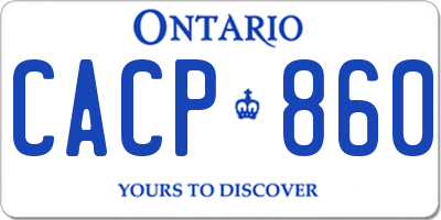 ON license plate CACP860