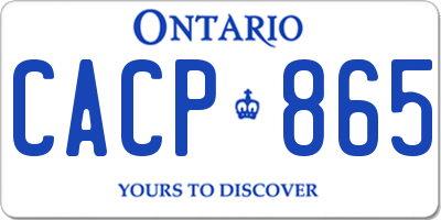 ON license plate CACP865