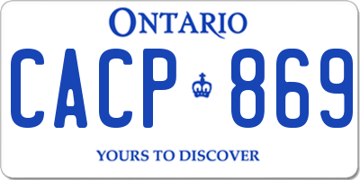 ON license plate CACP869