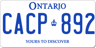 ON license plate CACP892