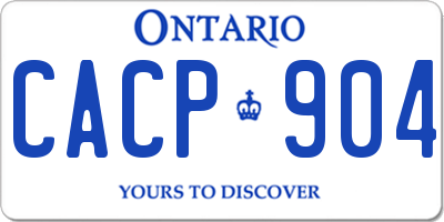 ON license plate CACP904