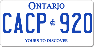 ON license plate CACP920