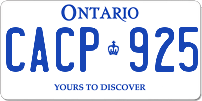 ON license plate CACP925