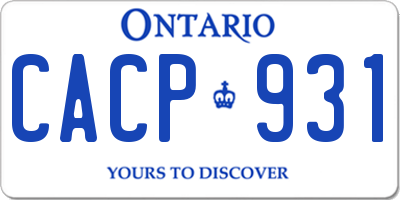 ON license plate CACP931