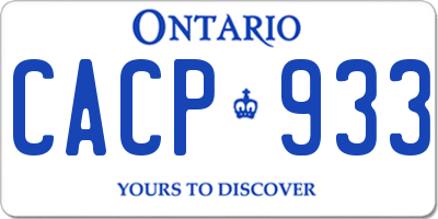 ON license plate CACP933