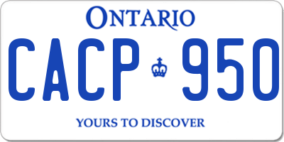 ON license plate CACP950