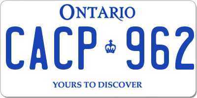 ON license plate CACP962