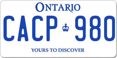 ON license plate CACP980