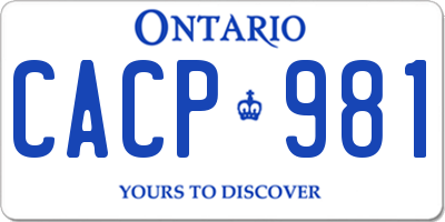 ON license plate CACP981