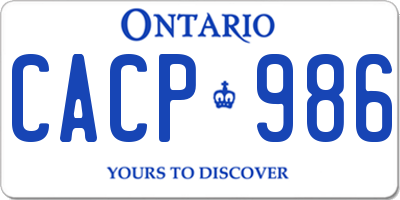 ON license plate CACP986