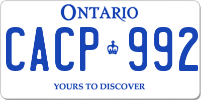 ON license plate CACP992