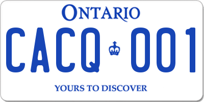 ON license plate CACQ001