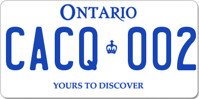 ON license plate CACQ002