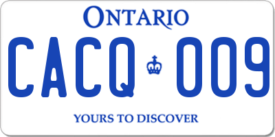 ON license plate CACQ009