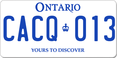 ON license plate CACQ013