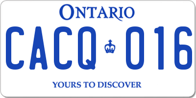 ON license plate CACQ016