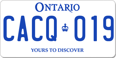 ON license plate CACQ019