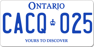 ON license plate CACQ025