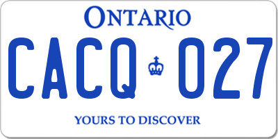 ON license plate CACQ027